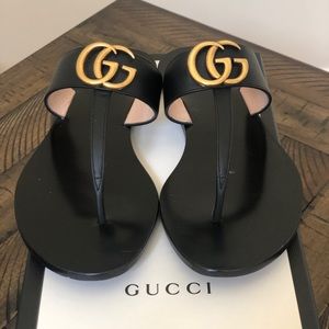 SOLD - Gucci Marmont Black Thong Sandal size 35.5